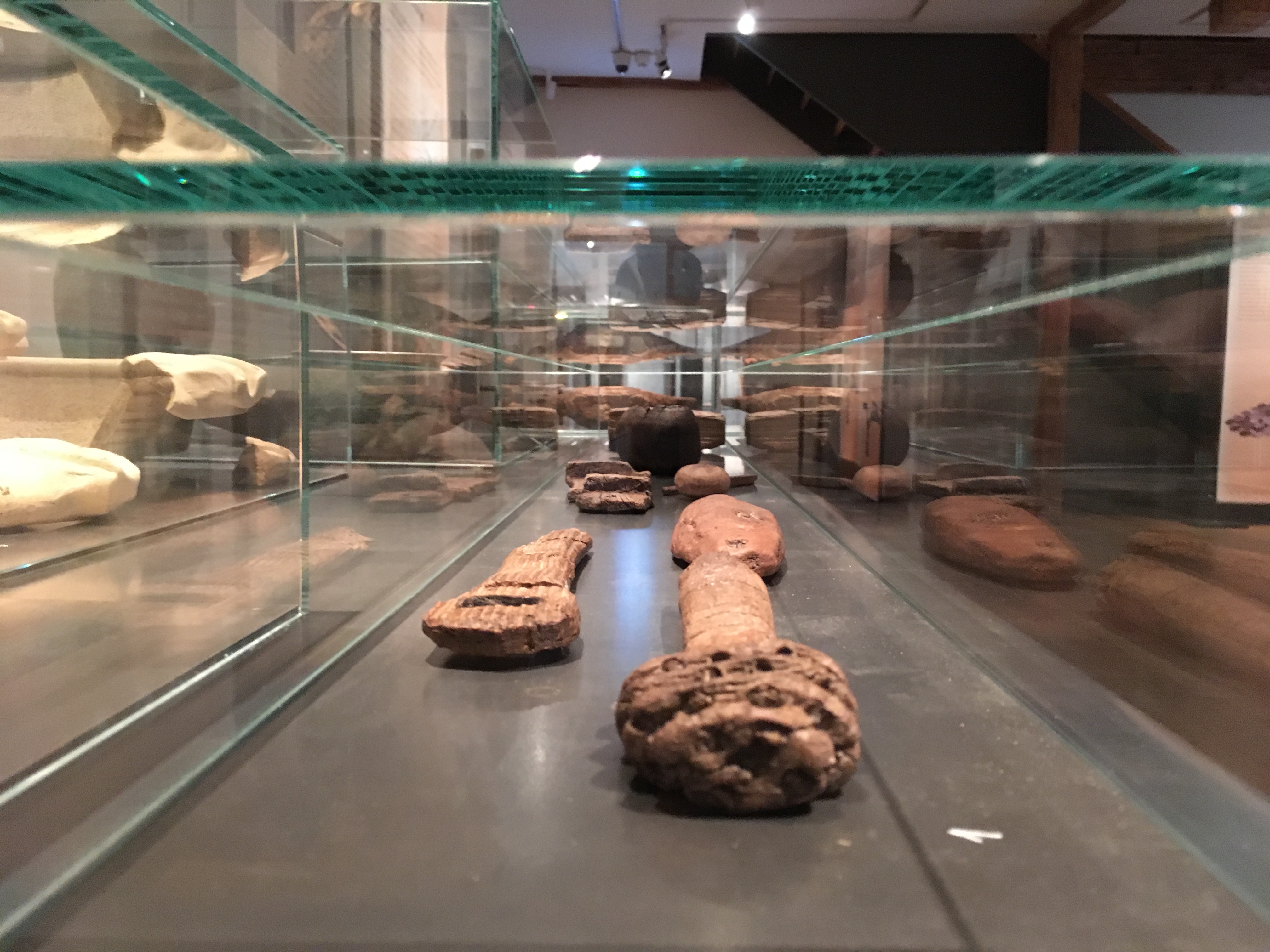 Auch kuriose Funde versammelt die neue Ausstellung: Das Objekt vorne zum Beispiel war eine Klobürste des 1. Jahrhunderts nach Christus