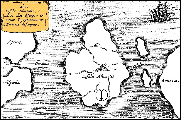 Liegt Atlantis vielleicht doch am Bodensee? Und nicht wie diese alte Karte andeutet zwischen Afrika und Amerika...