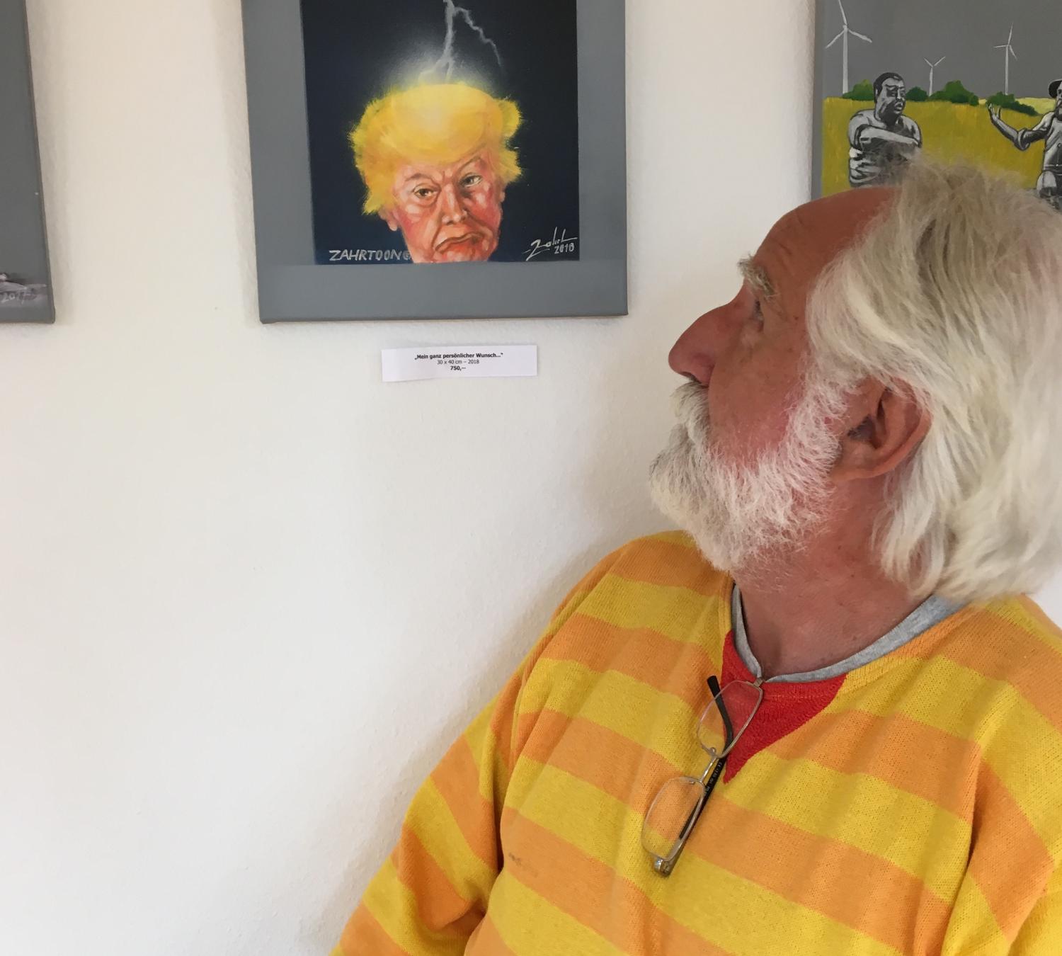 Besondere Beziehung: Maler Peter Zahrt und sein Objekt Donald Trump.