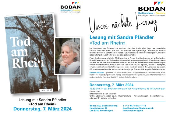 Lesung "Tod am Rhein" mit Sandra Pfändler