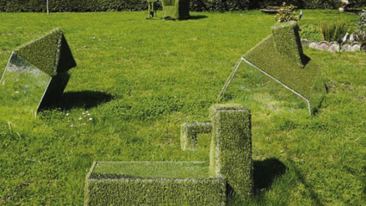 Gute Aussichten und in Gras gepackte Möbel